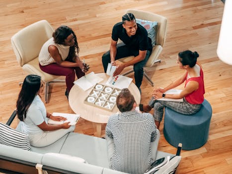 a group of people engaging in a virtual coworking session