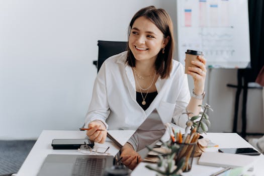 A relaxed person enjoying a break during work