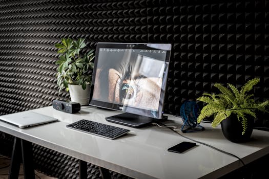 inspiring workspace setup with plants