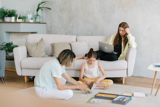 family playing games together