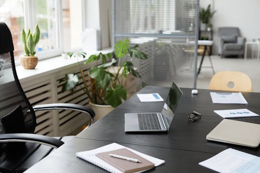 calm workspace with plants