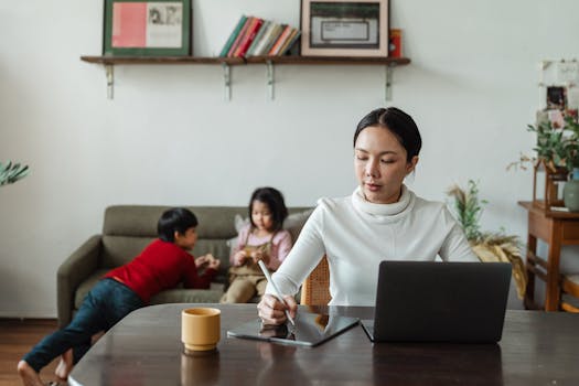 family working together on a project