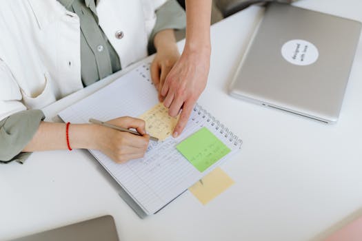 A well-organized workspace with a checklist