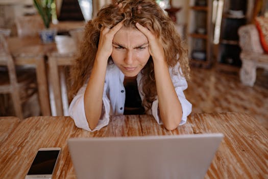 Stressed student working from home