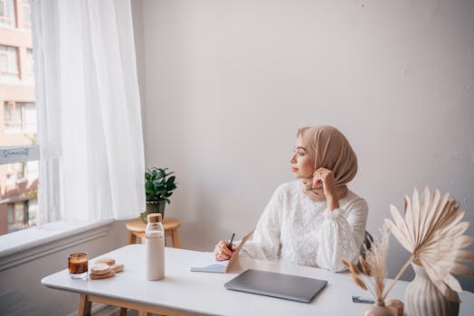 A person working in a serene workspace