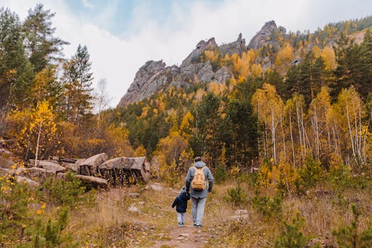 Family hiking together