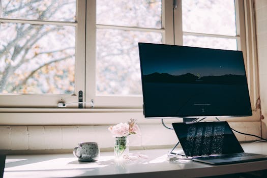 a peaceful workspace setup