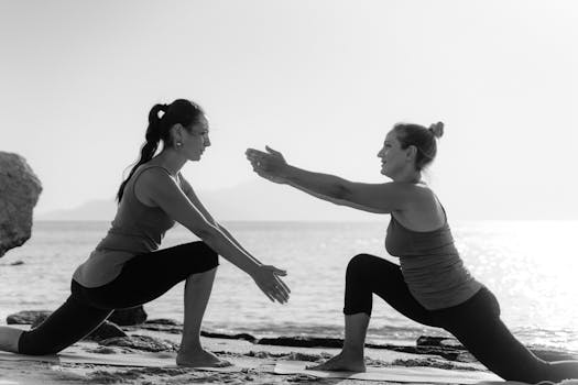 a person doing yoga at sunrise