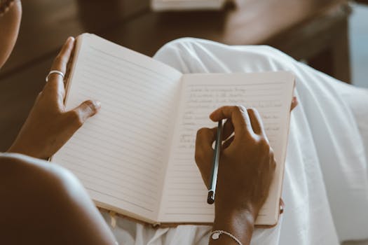 person writing in a journal