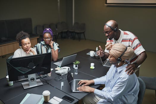 team collaboration on video call