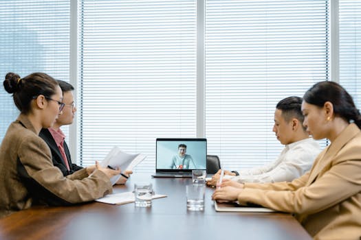 Team collaborating on a video call