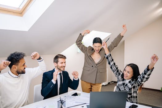 Team celebrating a successful project