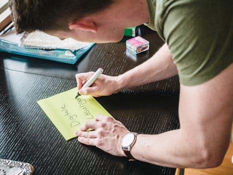 Creative workspace with sticky notes