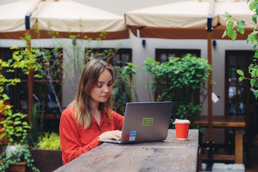 digital nomad enjoying a beach workspace