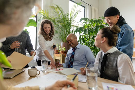 happy remote workers collaborating